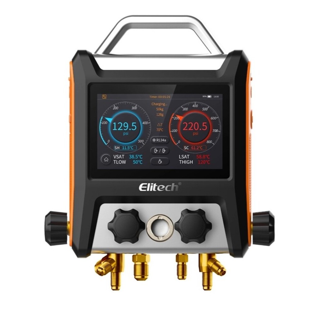 MANIFOLD DIGITAL PROFISSIONAL MS-4000 ELITECH 4 VIAS COM VACUÔMETRO BLUETOOTH E MALLETA COMPLETA 4031 - ELITECH