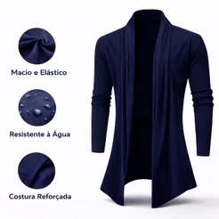 Blazer Cardigan Longo Masculino Casaco Casual