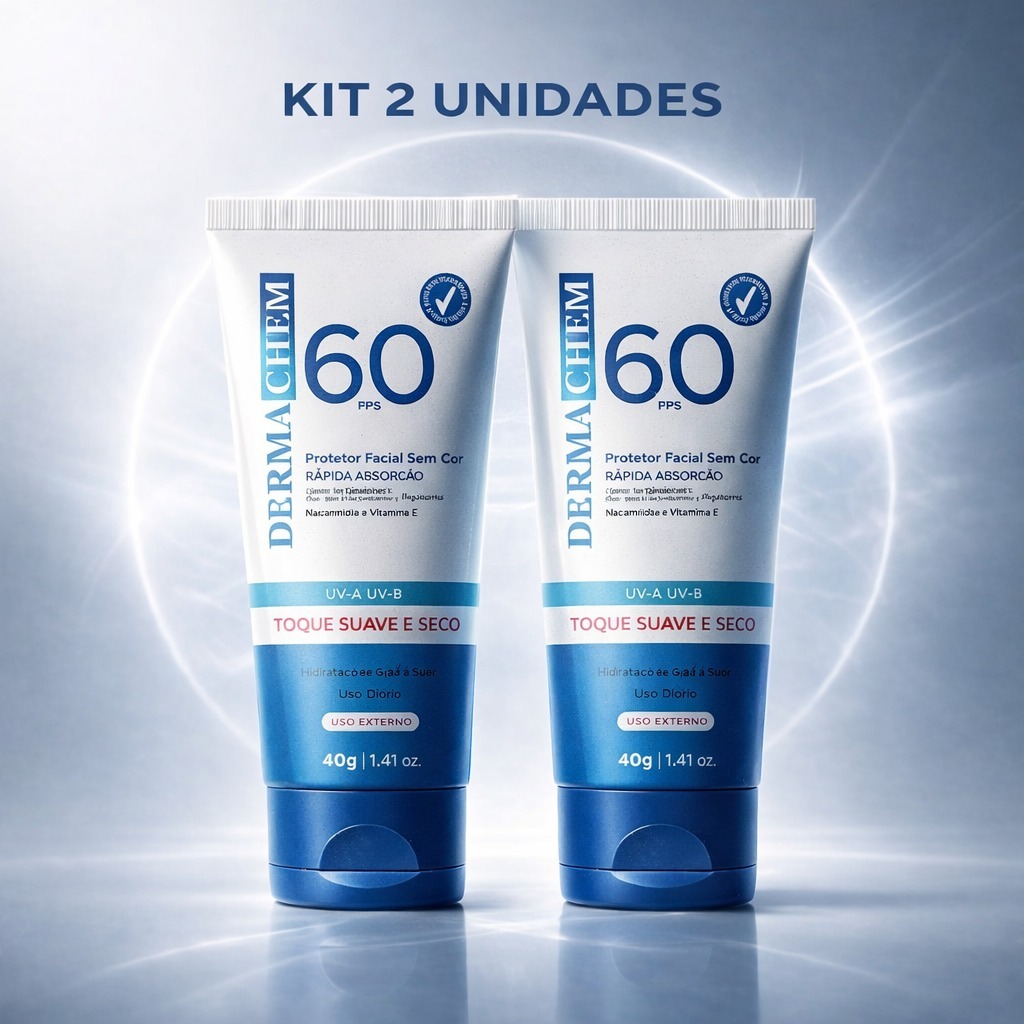 Kit 1-2 Protetor Solar facial FPS 60 DERMACHEM 40g