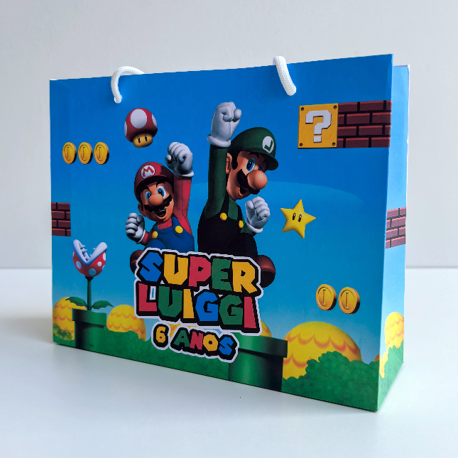 Sacolinha Sacola Personalizada | Chá de bebe | Lembrancinha Super Mário Bros
