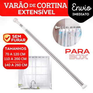 Varão de Cortina Extensível Box Banheiro | Ajustável Universal | 70–120 / 110–200 / 140–260 em Oferta na Shopee