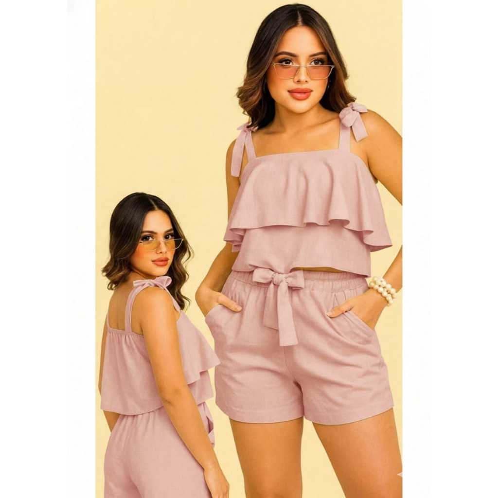 Conjunto infanto juvenil feminino, estiloso confortável, roupa para menina ideal para passeio, festa e verão adolescente em Oferta na Shopee