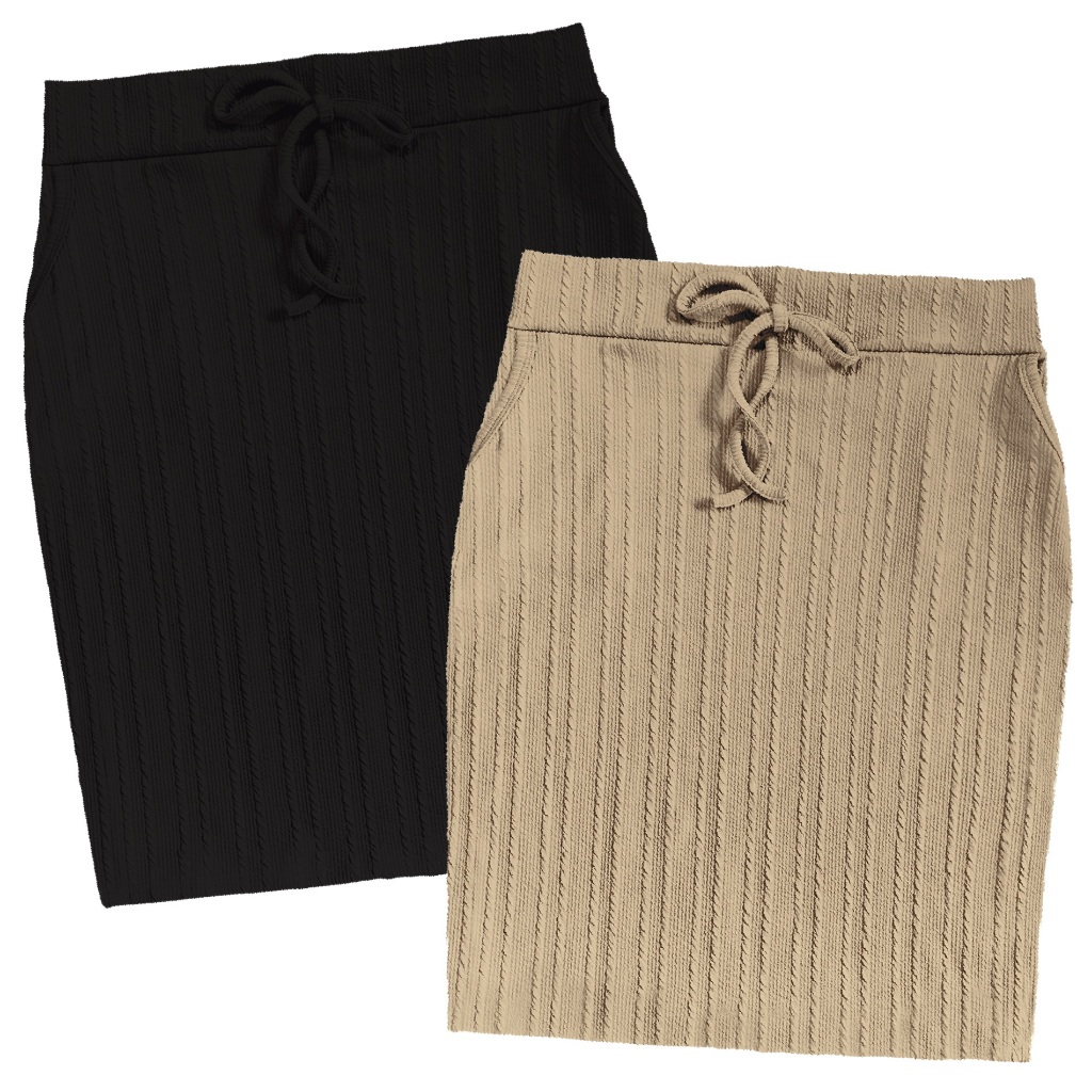 kit 2 Saias Midi Plus Elegante  com  Bolsos casual com Elastano  Confortavel Ajusta ao Corpo em Oferta na Shopee
