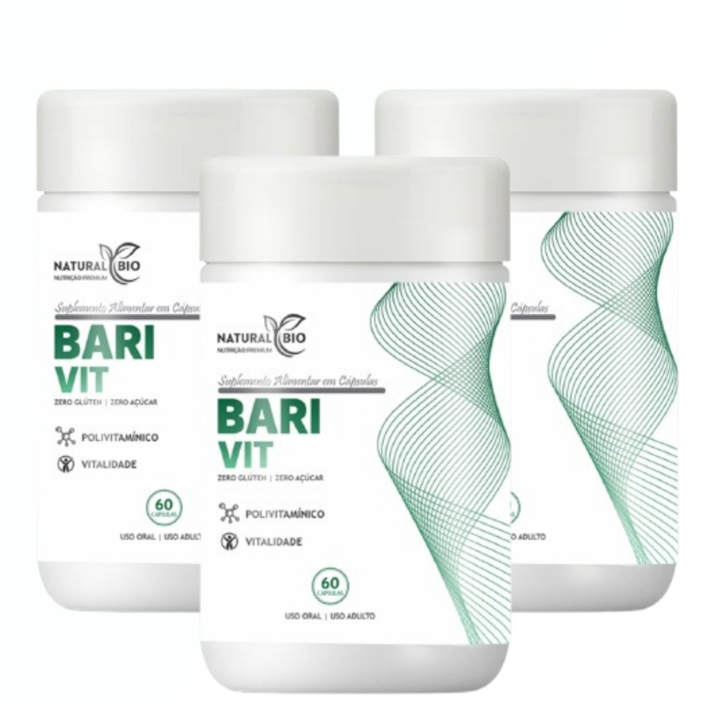 Kit 3 unidades Bari Vit Polivitaminico para bariatrico 180 capsulas multivitaminico original natural