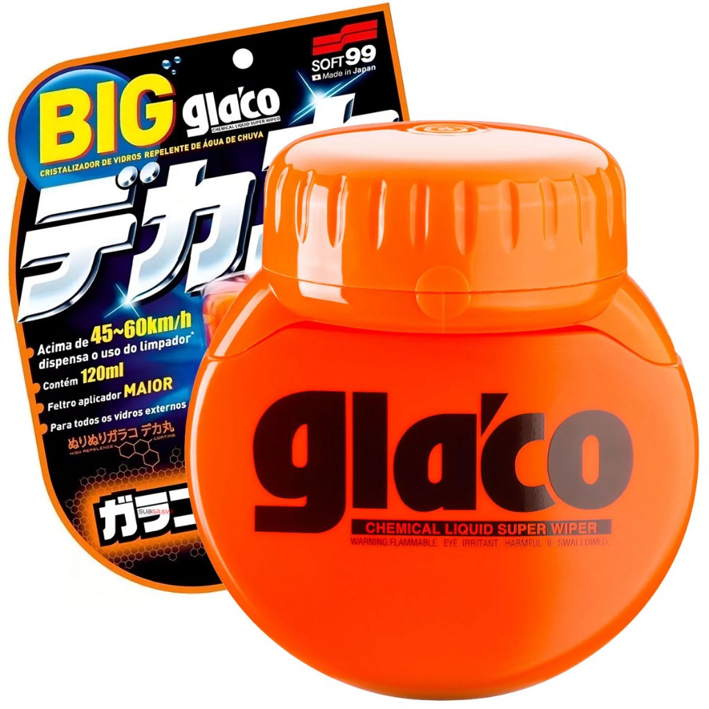 BIG GLACO 120ml Soft99 Repelente de Chuva Cristalizador de Parabrisa Repele Agua hidrorepelencia