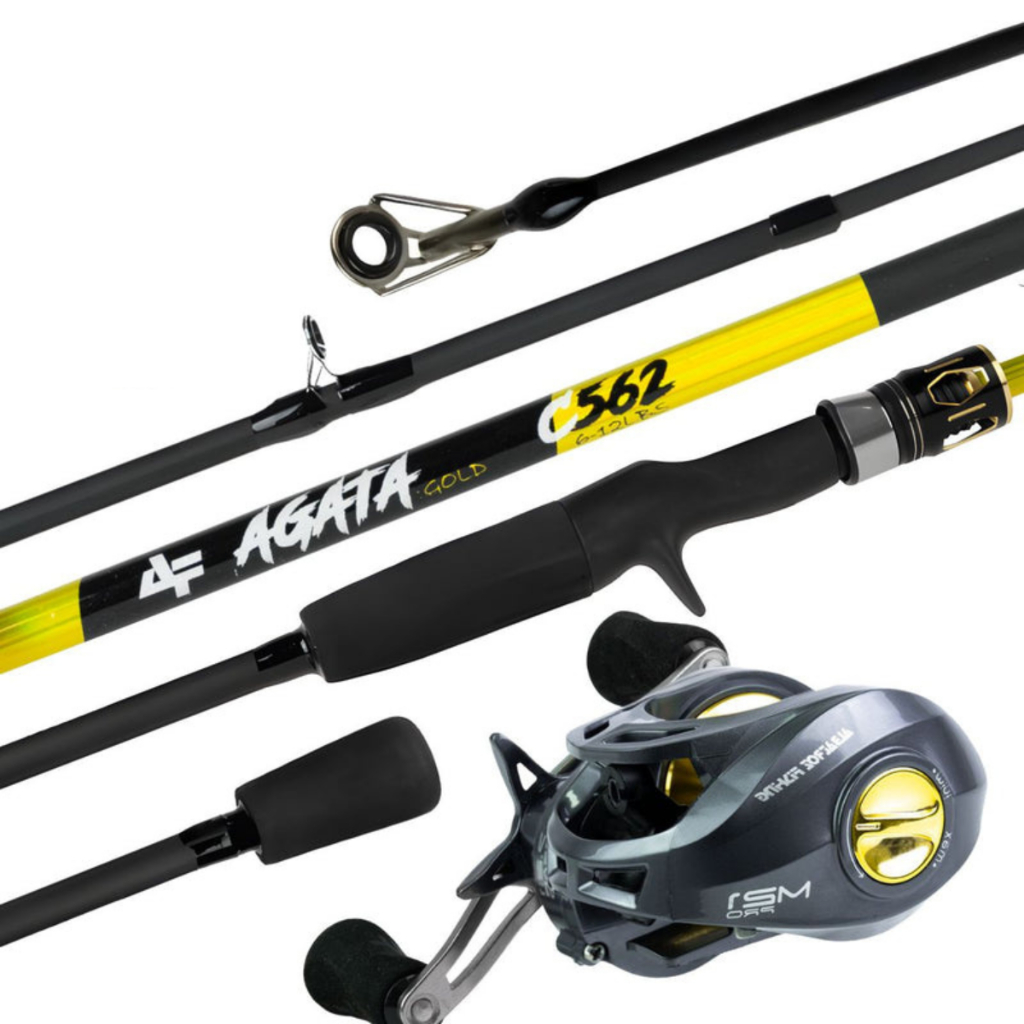 Kit Pesca Vara Agata 1,65m + Carretilha M21 Pro Perfil Baixo Pesca Esportiva Alta Performance