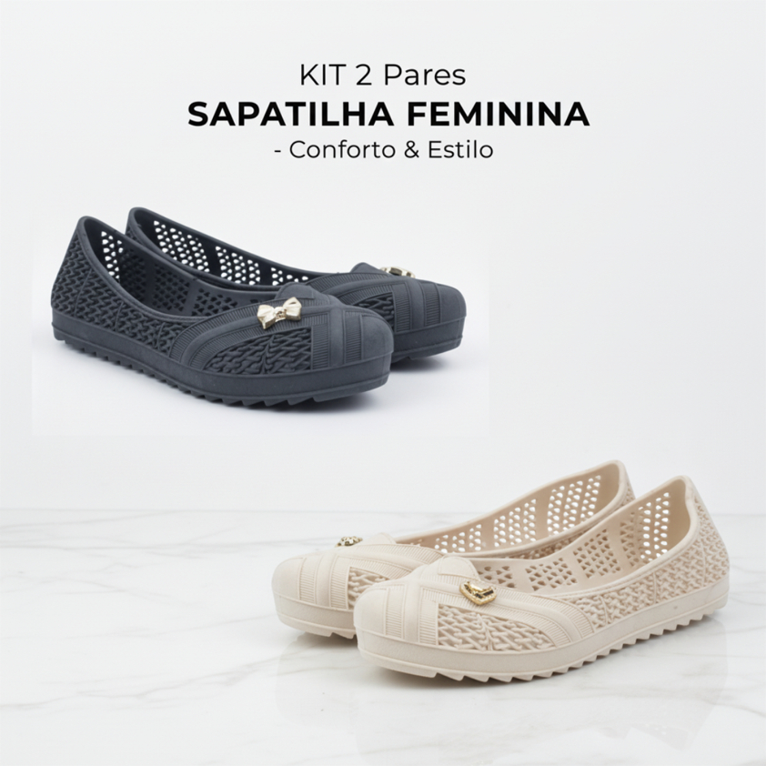 KIT 2 PARES Sapatilha Feminina Ortopédica Leve Macia Confortável Flexível Casual Dia a Dia