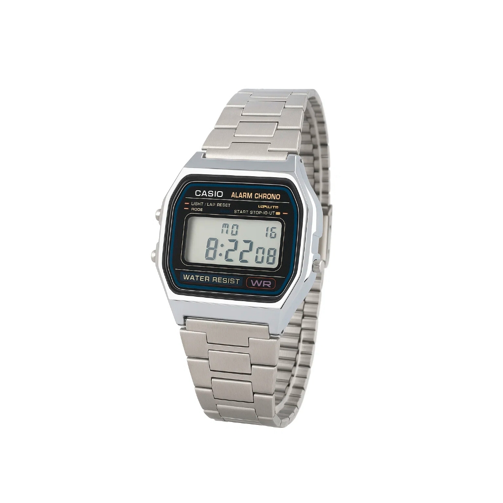 Relógio Unissex Casio Digital Esportivo A158wa-1df Prata Retrô Vintage Pulseira em Aço Inoxidável em Oferta na Shopee
