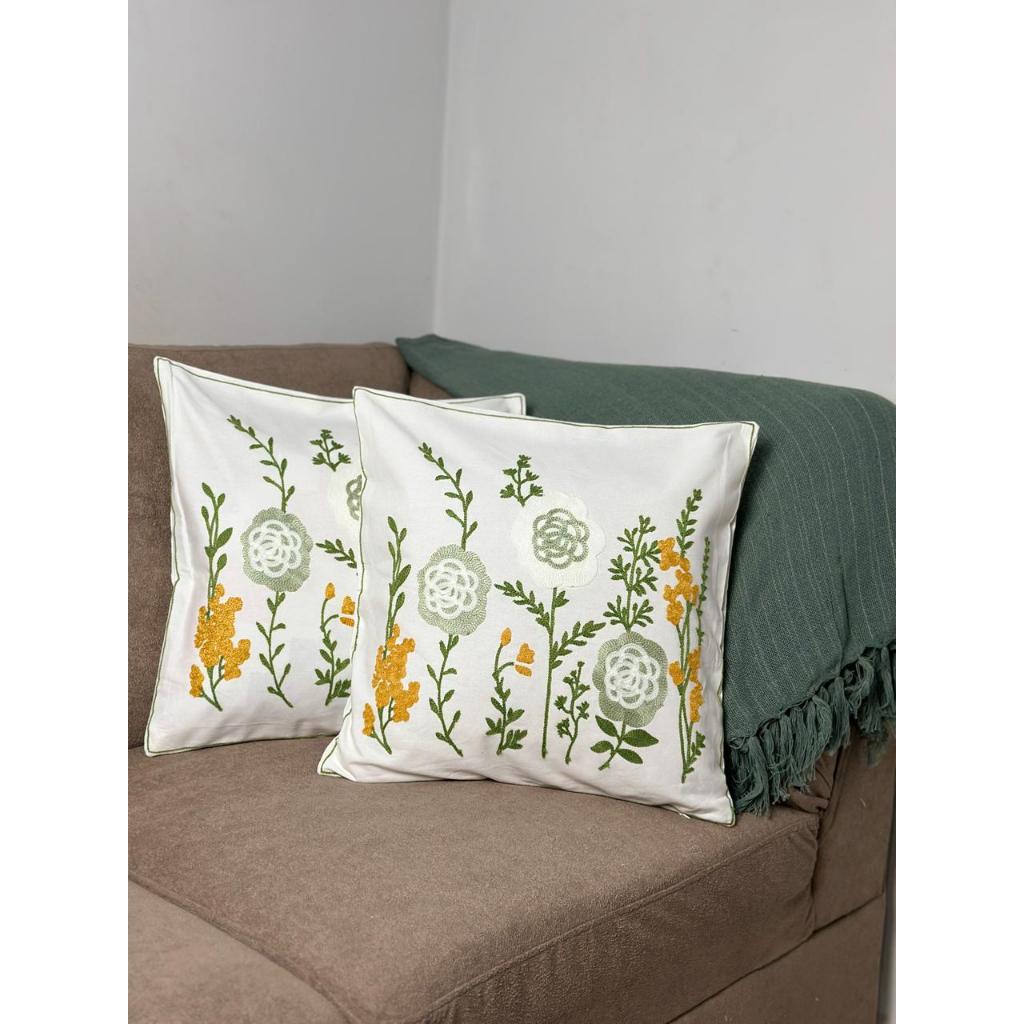 Kit Almofadas Bordadas Em Alto Relevo 100% Algodão Cru Artesanato Puro em Oferta na Shopee