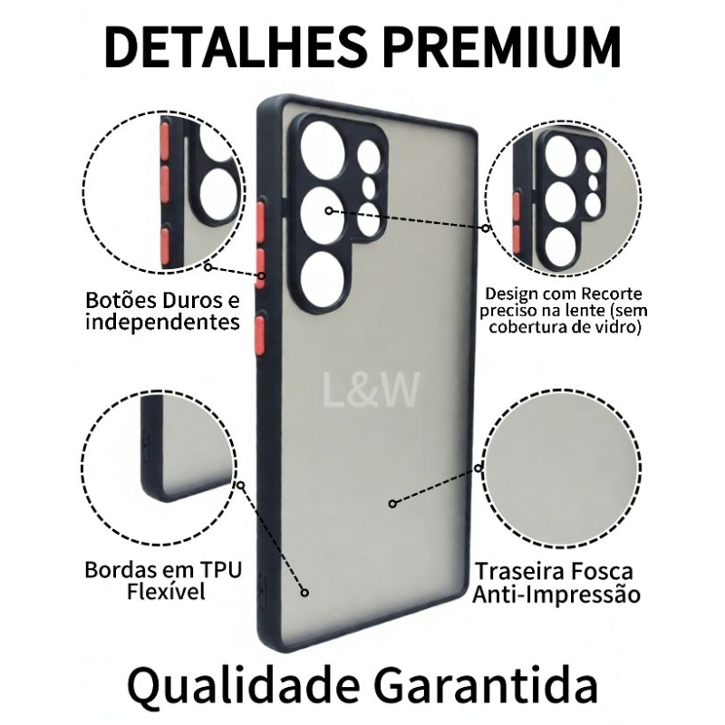Capa de Celular Fosca Translúcida Premium Anti-impacto com Proteção de Câmera para Samsung S22/S23/S24/S25/A55/A15/A52 em Oferta na Shopee