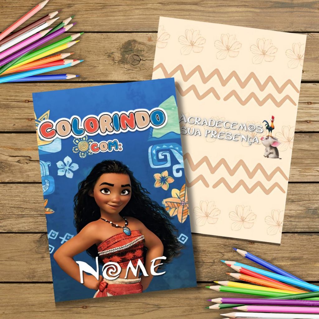 Lembrancinha Festa Moana Livrinho Para Colorir Personalizado/ festa infantil/ aniversário