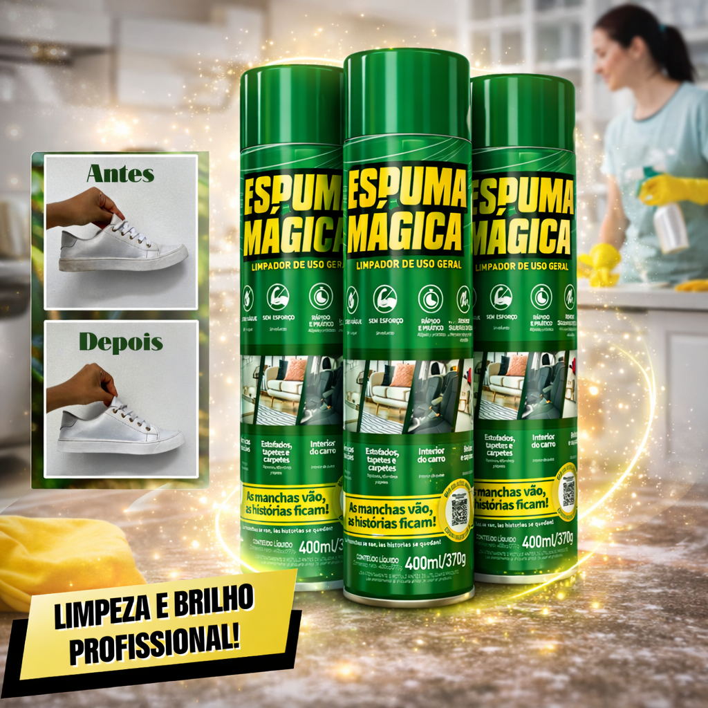 Kit C/ 3 Espuma Mágica Limpador Instantâneo Limpa Estofados Tenis Fogão Colchão