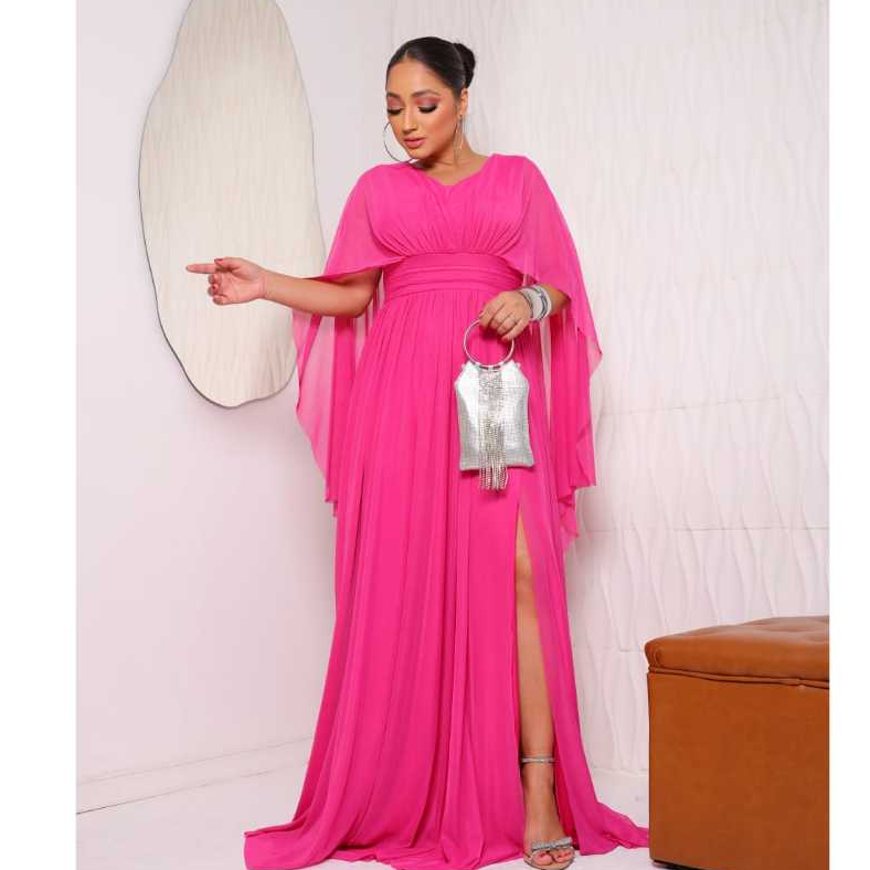 Vestido Longo de Festa Tule Capão nas Costas Elegante Formatura Casamento Eventos