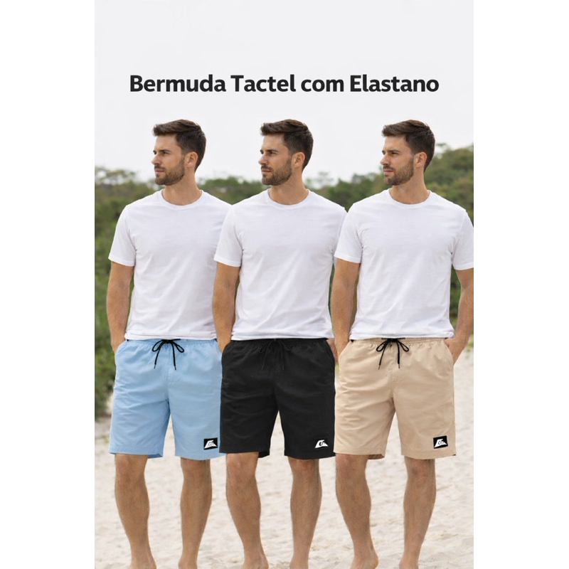 Kit com 2 Bermudas Shorts de elastano lisa no tecido tactel com elastano disponível varias cores