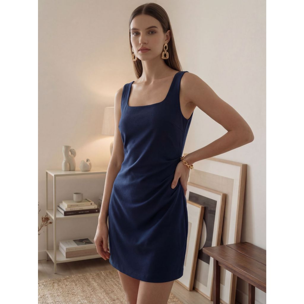 REF:Y284 - Vestido de verão feminino com calças de segurança integradas, vestido justo, design cruzado nas costas, vesti