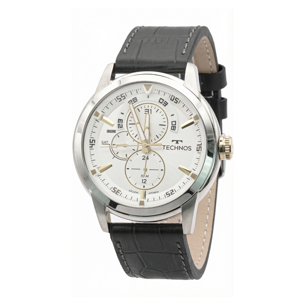 Relogio Technos Original Masculino Aço Inoxidavel Prateado Couro Resistente A Agua 1 Ano De Garantia em Oferta na Shopee