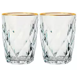 Conjunto De Copos De Vidro Diamond Fio De Ouro 270ml 2 Peças - Lyor