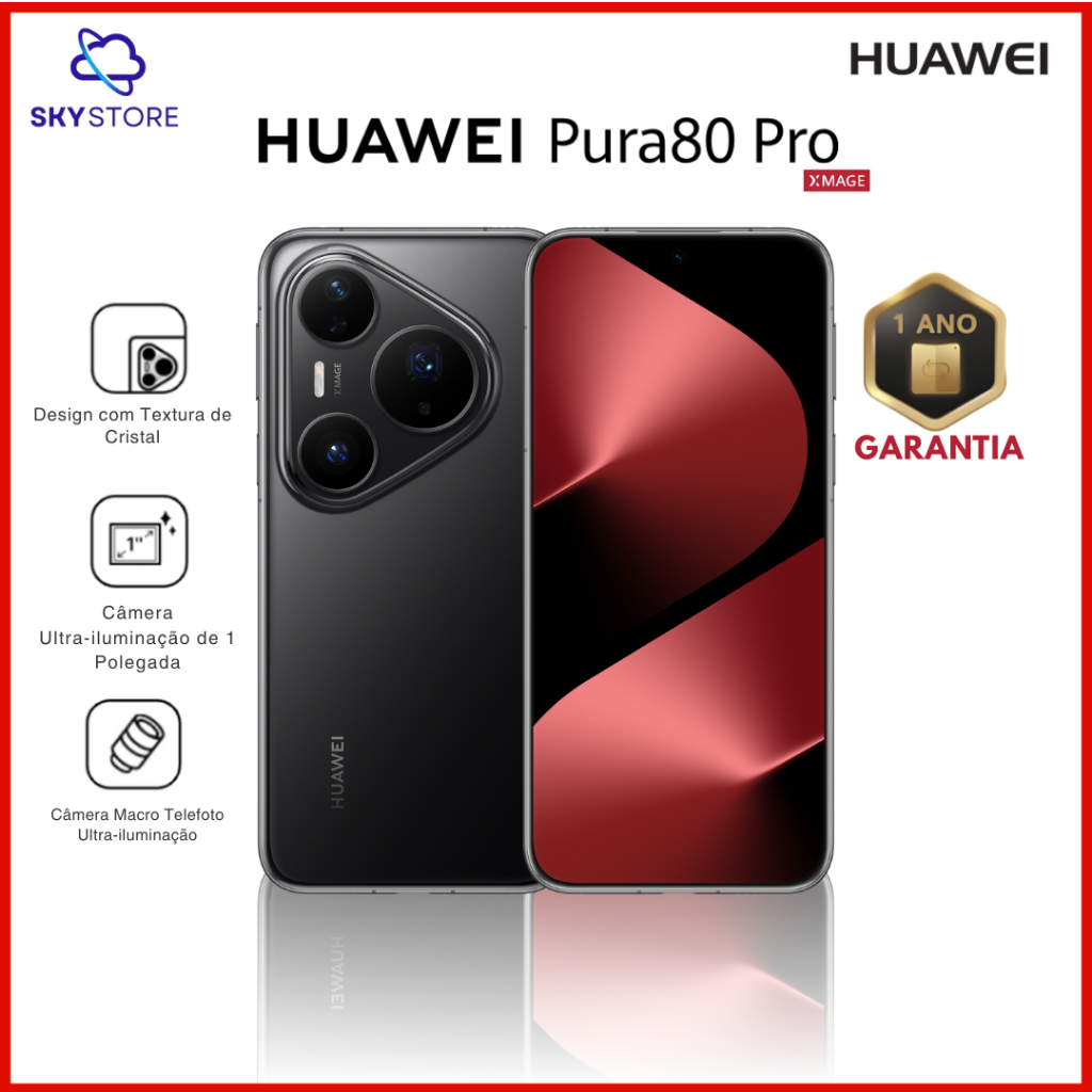 Huawei Pura 80 PRO , 512GB + 12GB RAM, Processador HiSilicon Kirin 9020, CÃmera 50MP+40MP+48MP, Versão Global em Oferta na Shopee