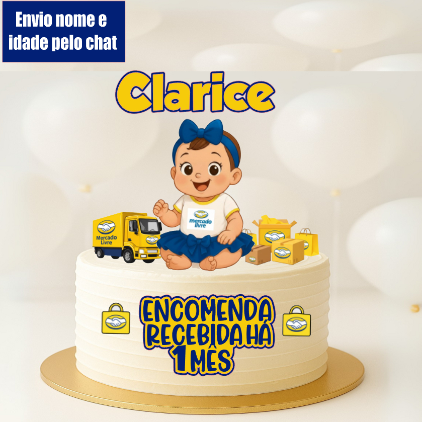 Topo de Bolo Personalizado Baby  Encomenda Recebida - Mercado livre -Rainha da Shein ou Amazon –e outros