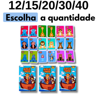 Kit 12/15/20/30/40/50  Jogos da Memória Arca de Noé Cartas Ilustrada Didática Brinquedo Dia das Criança Lembrancinha em Oferta na Shopee