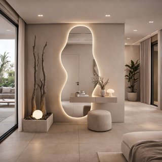 Espelho Led Organico Lançament Suporte Bateria/fonte Moderno Banheiro JR em Oferta na Shopee