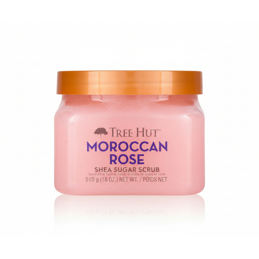 ESFOLIANTE TREE HUT MOROCCAN ROSE SHEA SUGAR SCRUB 510G – HIDRATAÇÃO INTENSA E PELE MACIA COM AROMA FLORAL ✨