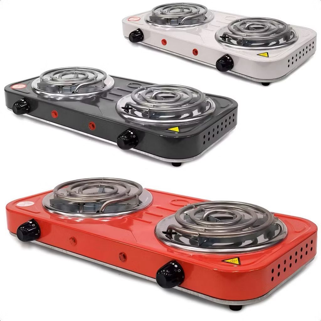 Fogareiro Elétrico 2 Bocas Portátil Camping Cooktop Cozinha 110v Viagem Premium