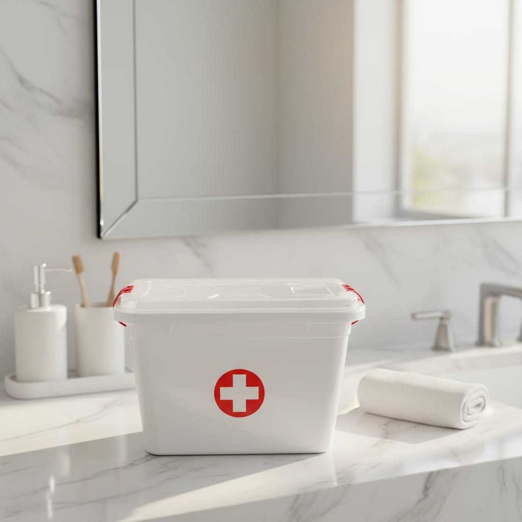 Maleta De Primeiro Socorro Branca Com Tampa Transparente E Trava lateral Vermelha Resistente em Oferta na Shopee