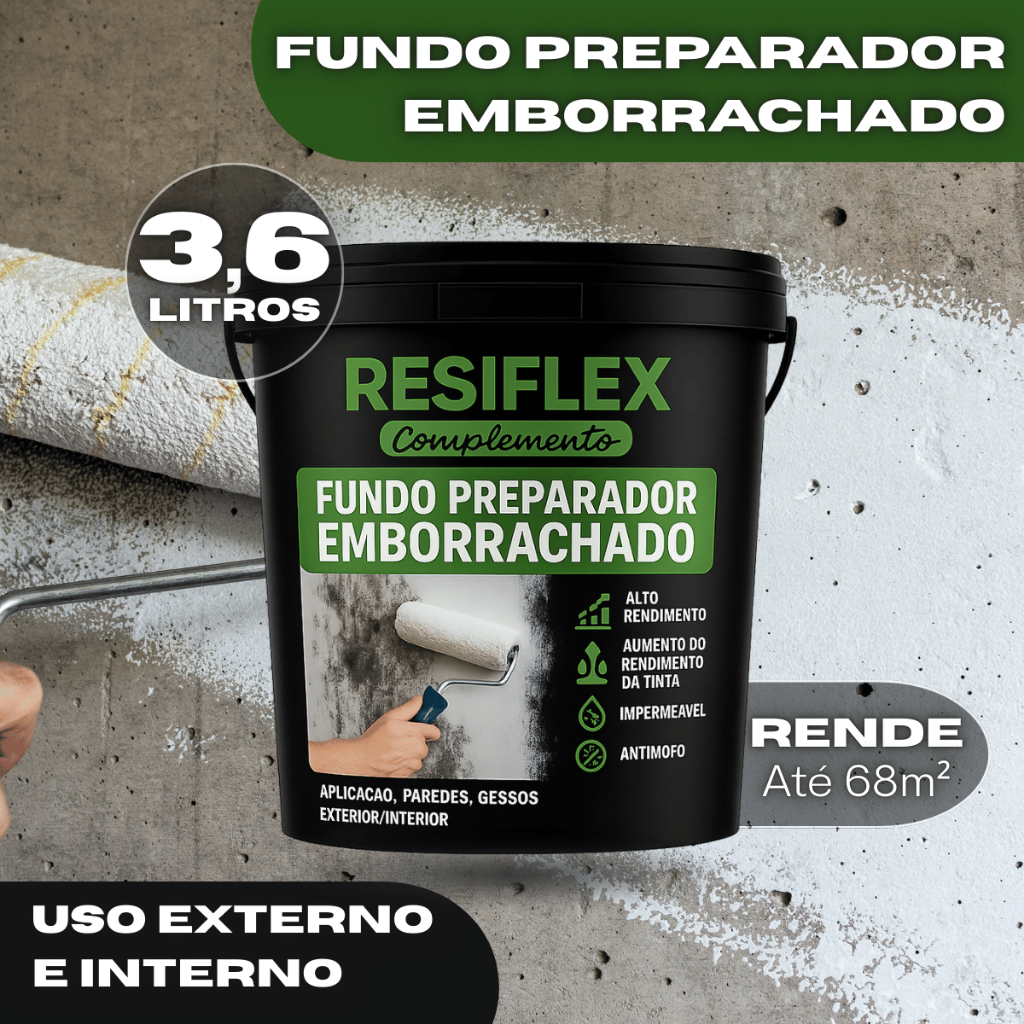 Fundo Preparador Flexível Resiflex 3,6L Protege Sela Uniformiza Superfícies Reboco Gesso e Concreto
