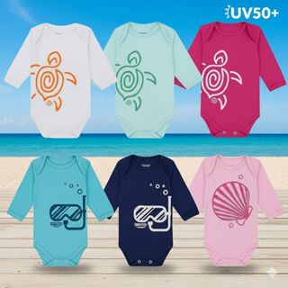 Body Bebê Proteção UV50+ Manga Longa praia campo ar livre menino menina proteção bebê banho em Oferta na Shopee