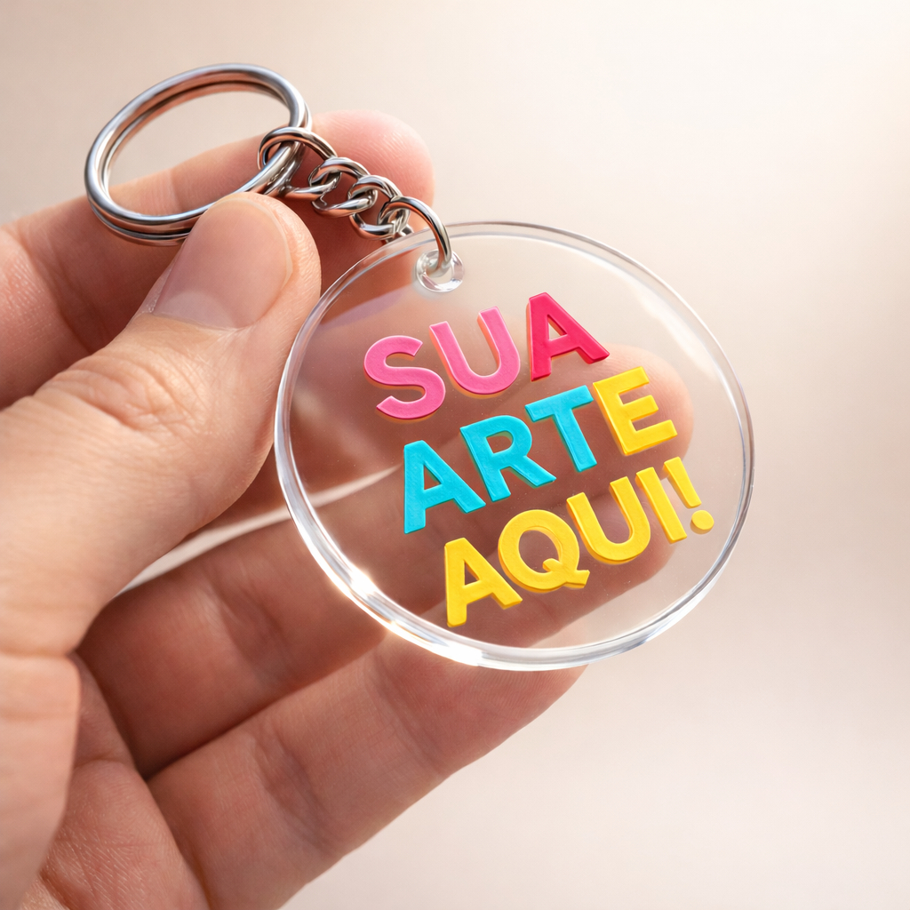 30 á 100 Chaveiros Personalizados Acrílico Transparente Loja Lembrancinha Presente Empresa Logo Mimo