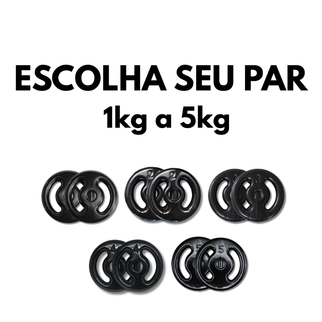 Par de Anilhas Emborrachadas 1kg a 5kg Musculação Treino Academia Casa Fitness Exercícios Força