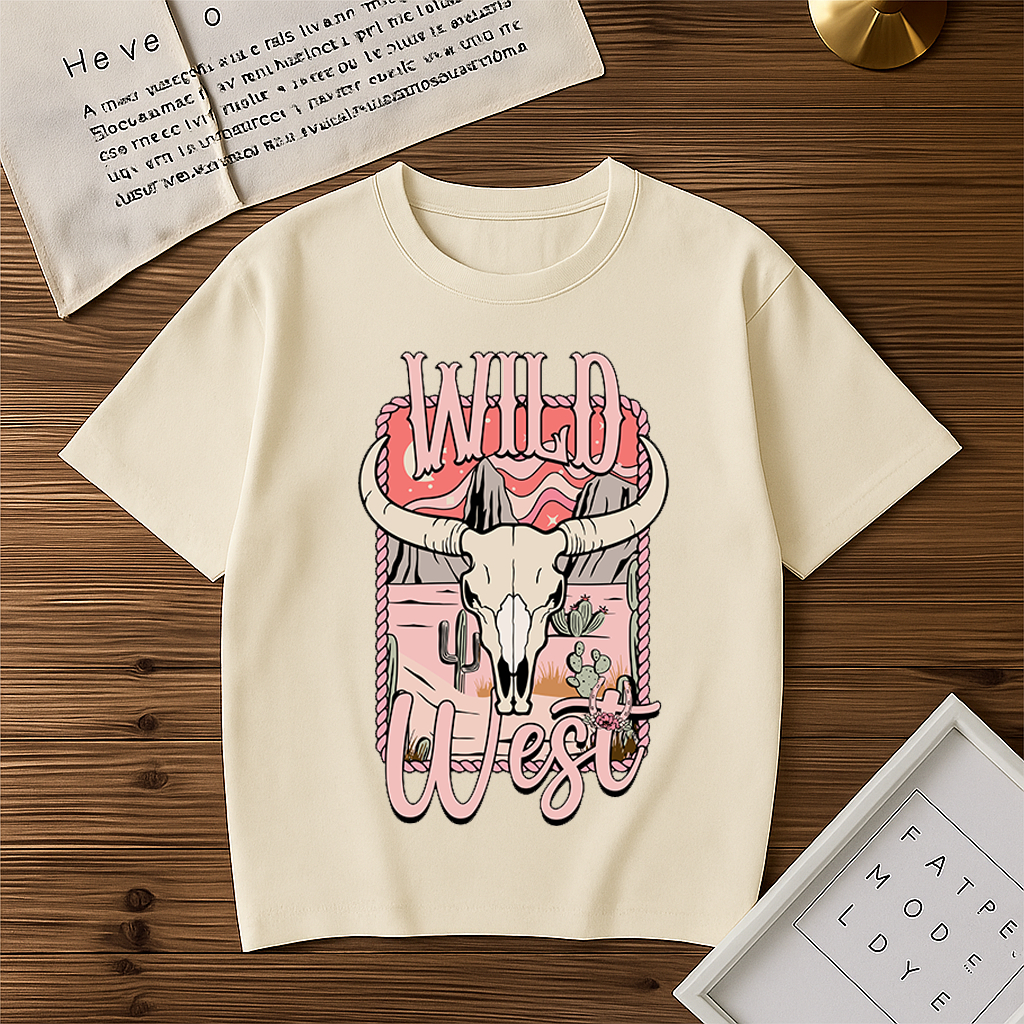 Camiseta Básica Feminina Country Wild West Blusa Rodeio 100% Algodão Verão Lançamento