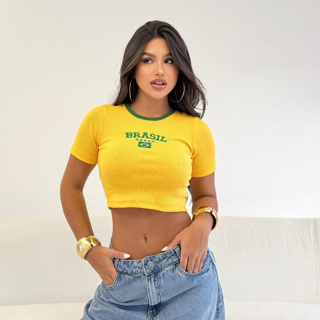 Cropped Feminino Brasil Copa 2026 em Oferta na Shopee