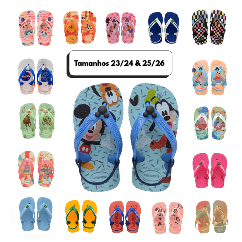 Chinelo Havaianas Original Baby Bebe Disney c/ elástico