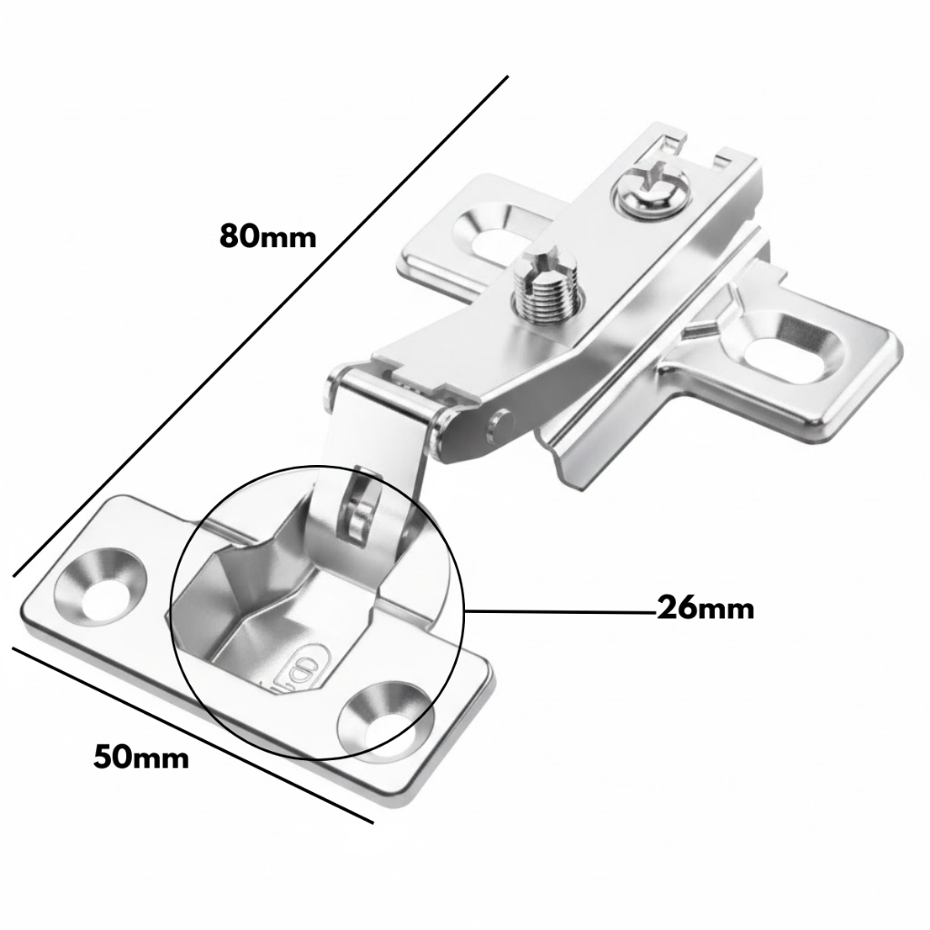 Kit 6 Dobradiça Pressão Caneco Armário Curva Metal 26mm.