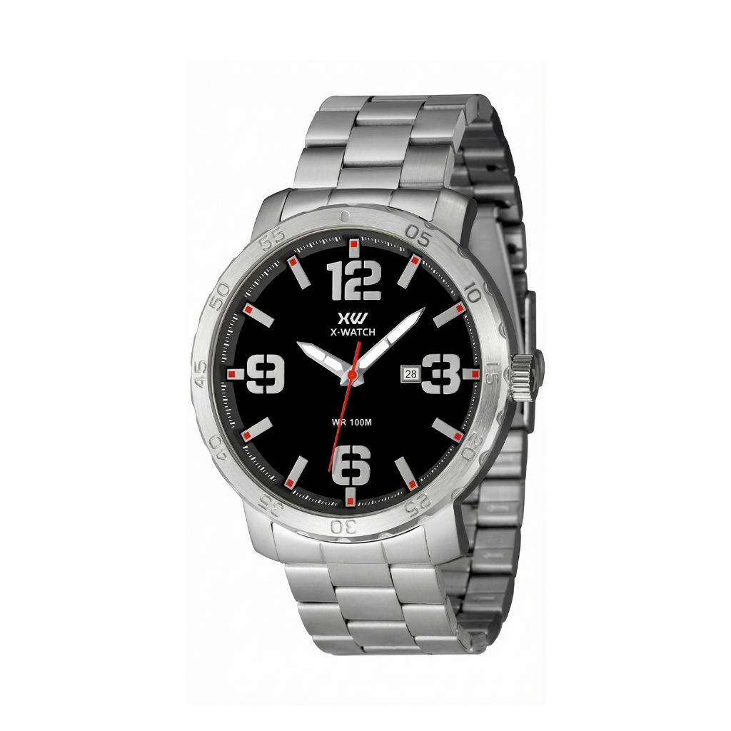 Relógio X-Watch Original Masculino Aço Inoxidavel Prata Resistente a Agua 1 ano de Garantia em Oferta na Shopee