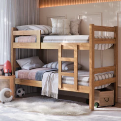Beliche Solteiro Ibiza com Escada Segura com Proteção Lateral para Quarto Infantil juvenil e Adulto