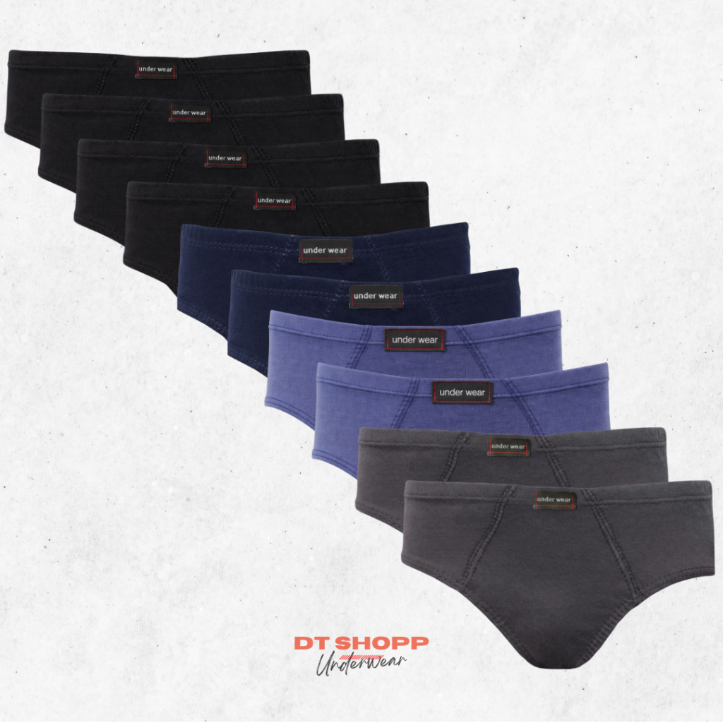 kit 10 Cuecas Básica Slip Tradicional Adulto 100% Algodão em Oferta na Shopee