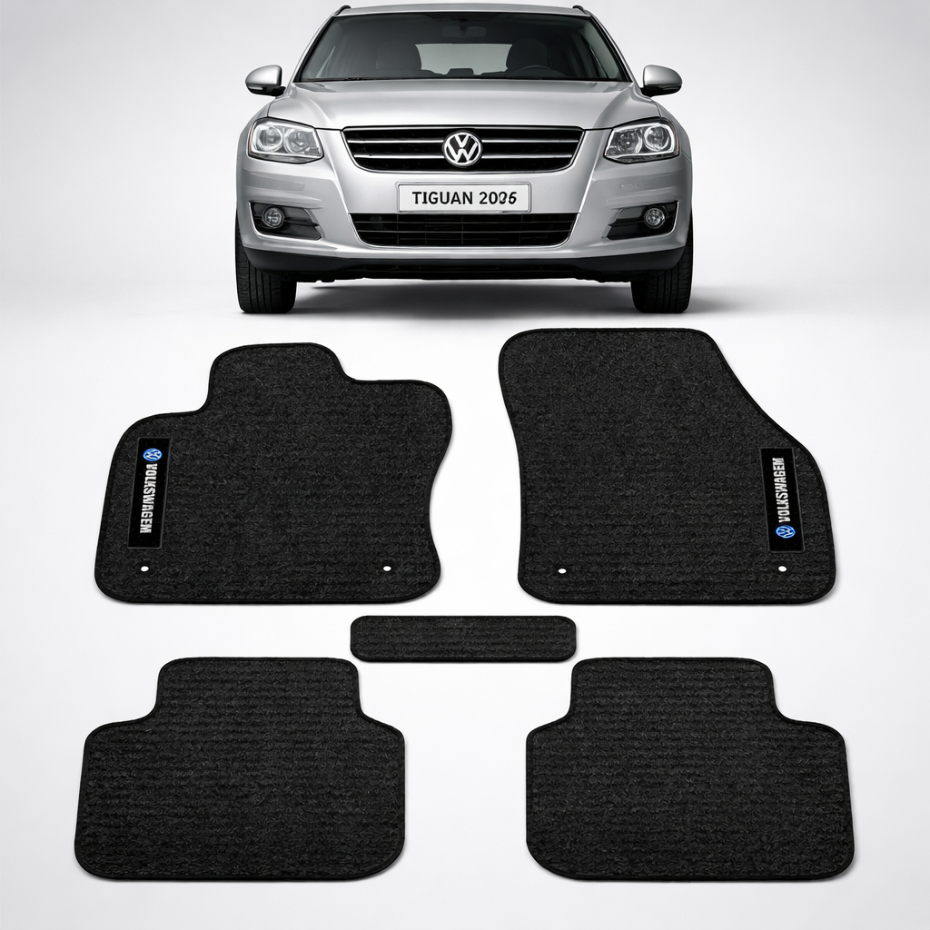 Kit de tapetes 5 peças específico Tiguan 2007 08 09 ... 22 23 2024 Carpete Res-Preto