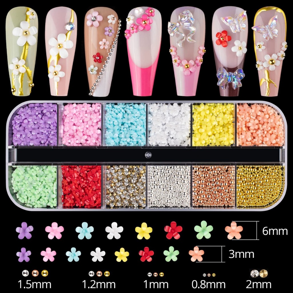 Kit Flores 3D/5D para Nail Art Decoração de Unhas Coloridas em Relevo para Manicure Profissional em Oferta na Shopee