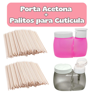 Kit Porta Acetona 2 em 1 + 100un Palitos para Cutícula em Oferta na Shopee