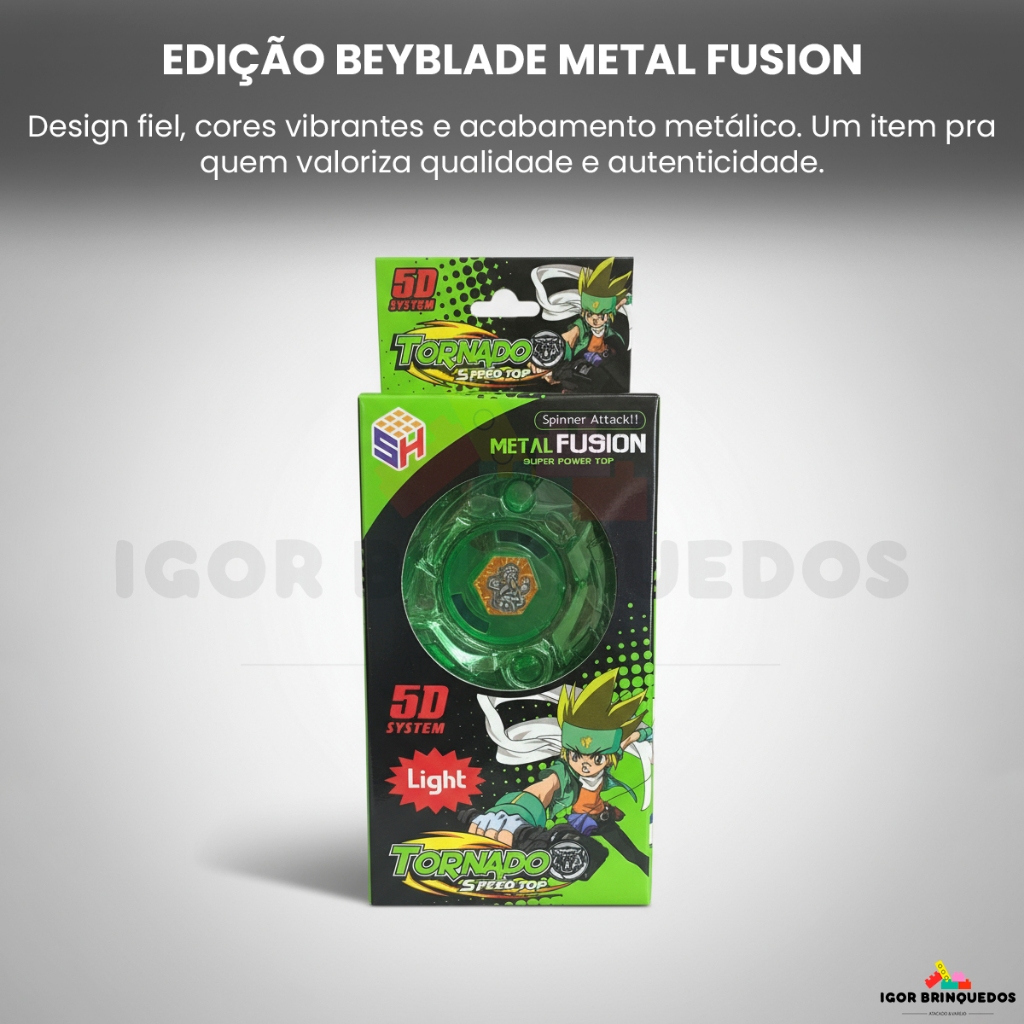 Beyblade Com Lançador Brinquedo Infantil Pião Com Luz Led Brilhante Metal Fusion Menino