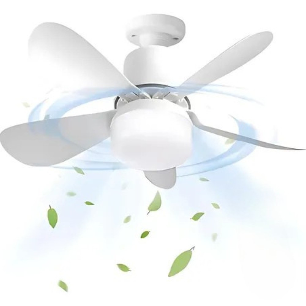 Luminária Ventilador de Teto Silencioso com Lâmpada 30W Led Bulbo E27 Controle Remoto Bivolt 5 Pás em Oferta na Shopee