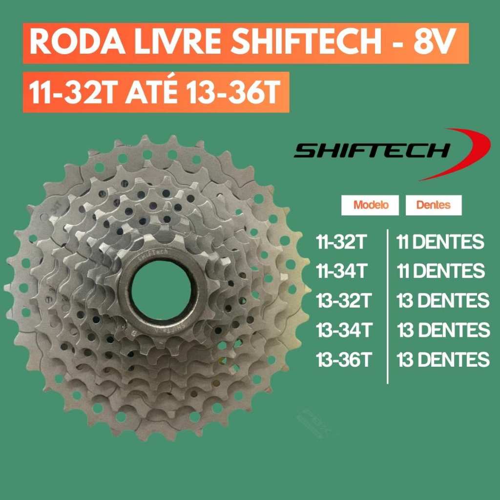Catraca Roda Livre 8V Roda Livre 8 Velocidades 11-32/34 13-32/34/36 Catraca Shiftech