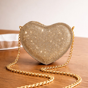 Bolsa Feminina Coração com Corrente | Mini Bag Elegante para Festas