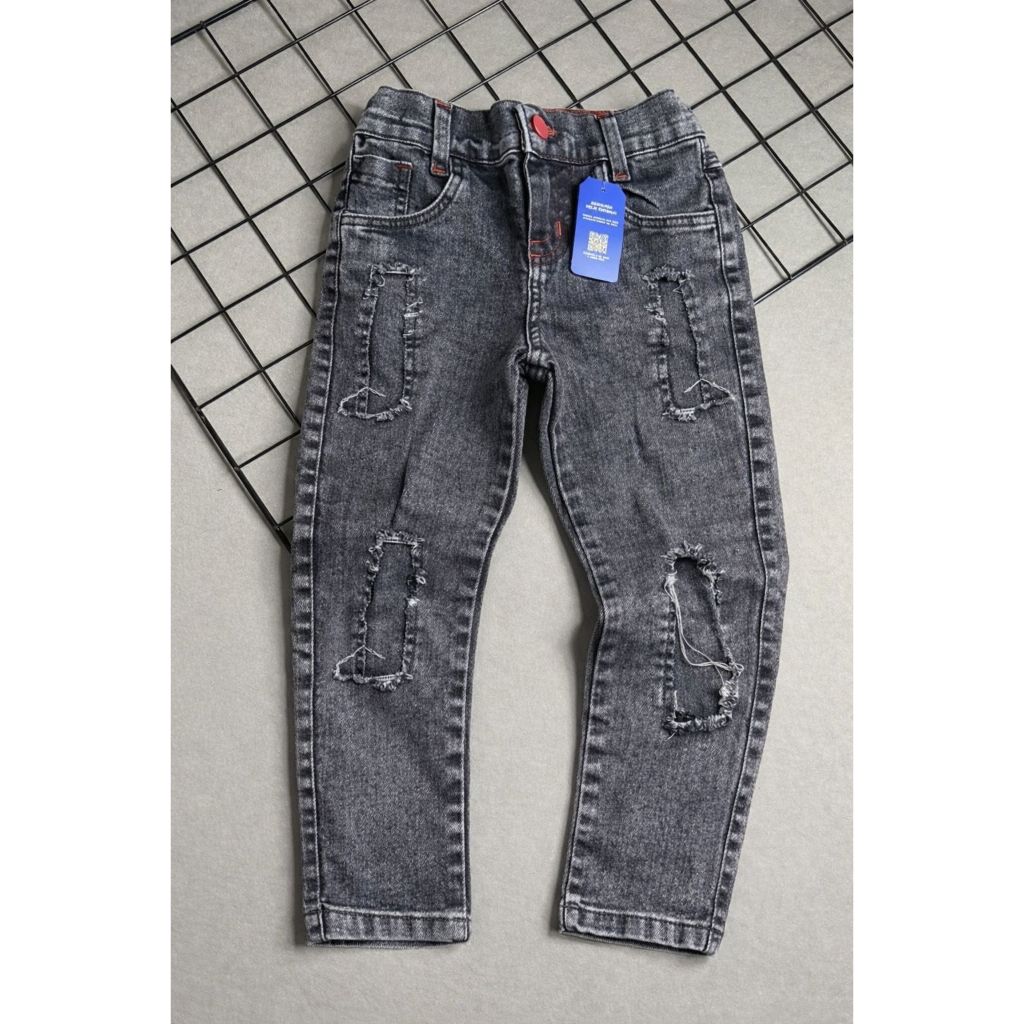 Calça Jeans Infantil Menino Preto Marmorizada Skinny Estilo Jogador Elastano Opl Kids Destryed em Oferta na Shopee