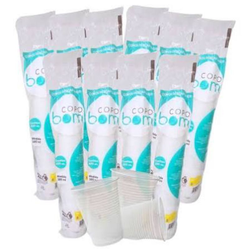 caixa de copo descartável 200 ml copo bom caixa com 25 fardos 2500 UN em Oferta na Shopee