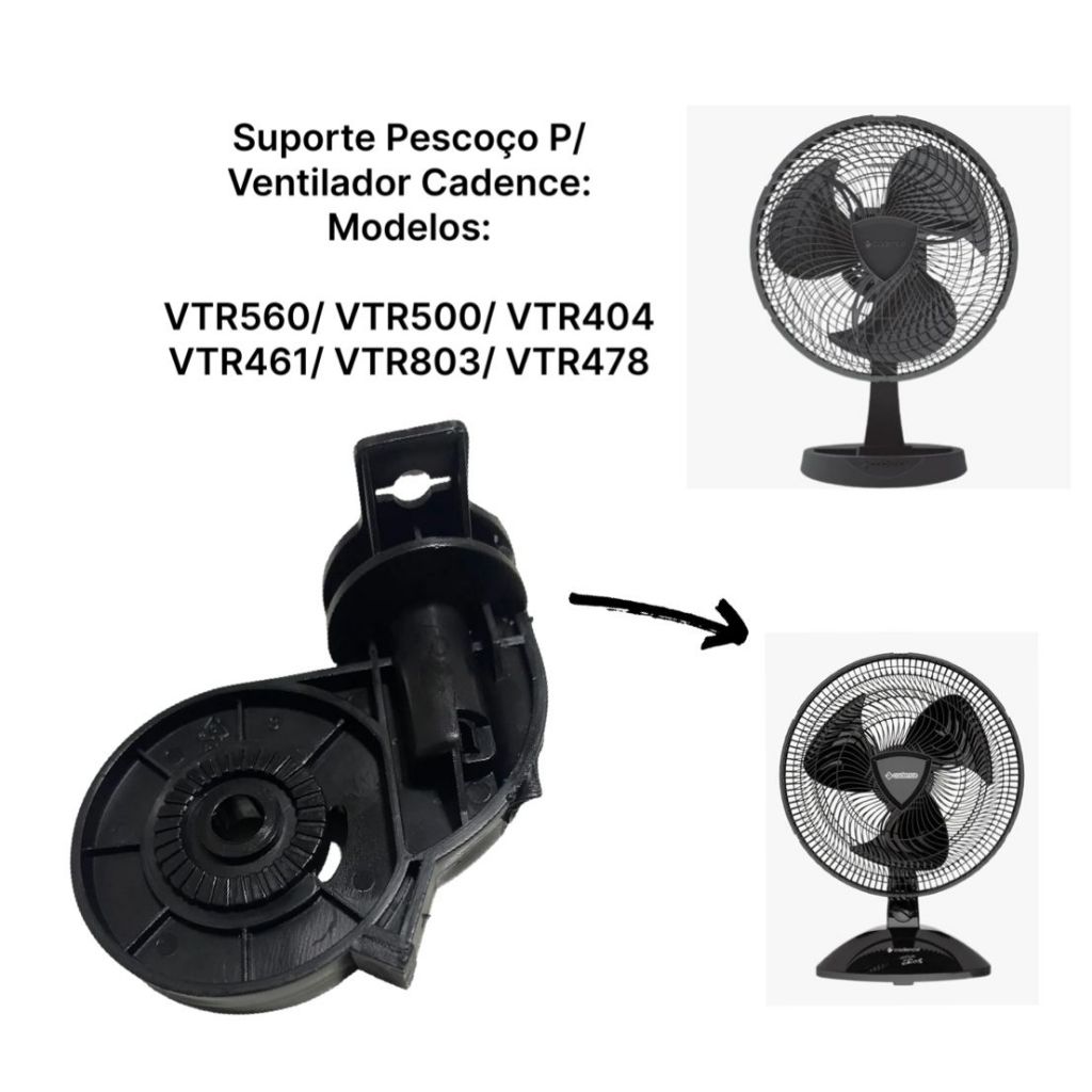 Suporte Do Motor Pescoço Para Ventilador VTR / 500 / 560 / 404 / 461 / V03 Preto Cadence