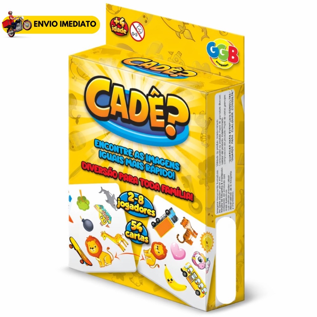 Jogo de Cartas Cadê? Infantil Educativo de Memória e Raciocínio 54 Cartas Diversão em Família 2 a 8 Jogadores